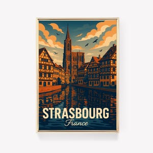 Strasbourg Vintage Travel Poster, France Wall Art, Strasbourg Print, French Wall Decor, Travel Gift, Europe Art Print