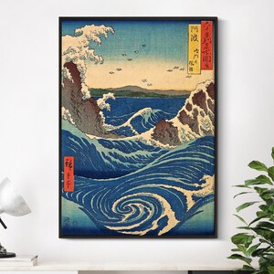 Utagawa Hiroshige - Spa - Spa (1853) - Ukiyo-e Gemälde Poster Druck Kunst Geschenk Japanisch Japan Meerlandschaft Wasser Ozean Wellen Lofi