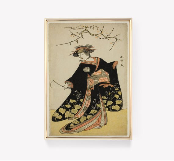 Katsushika Ōi Woman | Fan Print | Japanese Art | Vintage Painting