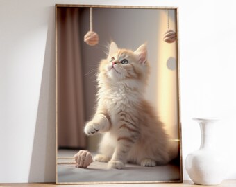 Lámina minimalista de gato / Arte de gato adorable / Lámina de arte de gato / Regalo para amantes de los gatos / Ilustración de gato / Arte mural de gato divertido / Arte minimalista