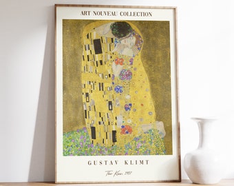 Gustav Klimt Art Print | The Kiss Art Print | Art Nouveau Wall Art | Gustav Klimt Poster | Gustav Klimt Wall Art | Klimt Exhibition Print