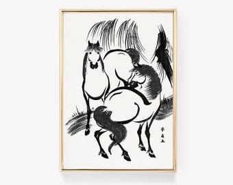 Xu Beihon | Galoppierende Pferde | Chinesische Kunst | Pferde Gemälde | Vintage Gemälde | Wanddekoration
