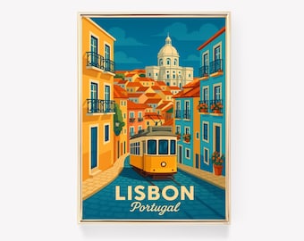 Lissabon Reiseposter, Portugal Wandkunst, Lissabon Druck, Vintage Leinwandkunst, Lissabon Dekor, Portugal Geschenk