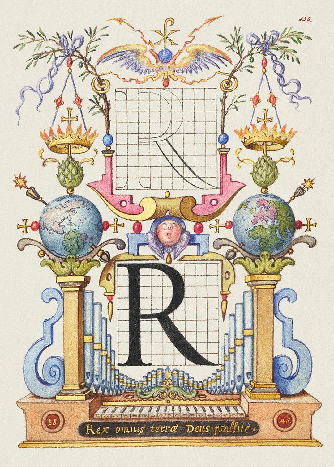 Antique Calligraphy Print | Illuminated Manuscript | Vintage Painting ...