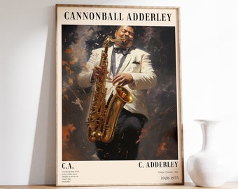 Cannonball Adderley Poster | Musical Print | Jazz Poster | Jazz Portrait | Musical Decor | Jazz Art Print | Home Decor
