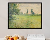 French Country Landscape Vintage Painting Landscape Print Meadow Wall Art Antique Landscape Home Decor Gift Canvas Poster
