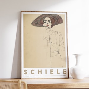 Egon Schiele - Frauenbildnis (1910) | Ausstellungsdruck | Museum Wandkunst | Eklektisches Dekor | Minimalistischer Druck | Witzige veränderte Frau