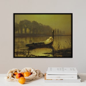 John Atkinson Grimshaw - The Lady of Shalott (1875) - Painting Photo Poster Print Art Gift Bedroom Mood Home Wall Decor Alfred Tennyson