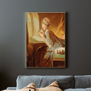 Liebesbrief, Jean Honoure Fragonard, 1770s - Vintage Gemälde Reproduktion - Gemälde im Rokoko Stil - Renaissance Kunst - Rokoko Wanddekor