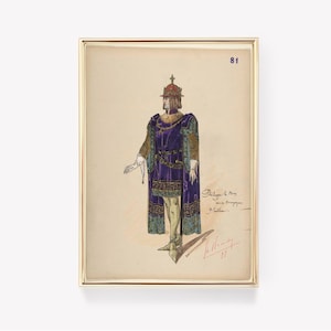 Léon Bakst Design | Costume Print | Vintage Print | Art Decor | Fashion Illustration | Theater Poster