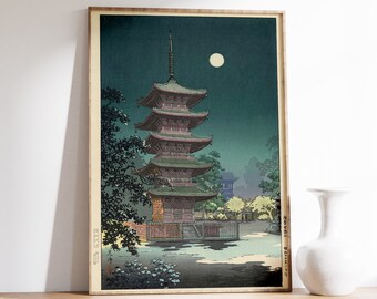 Japanese Print | Tsuchiya Koitsu - Asakusa Kinryuzan (1938) | Vintage Japanese Poster | Ukiyo-e Art Print | Japanese Decor | Home Decor