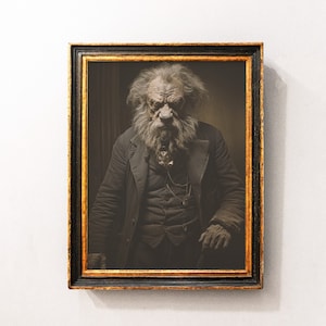 Werewolf in a Studio | Vintage photography | Lycanthropy Art Poster Print | Gothic Occult Poster | Witchcraft | Dark Academia
