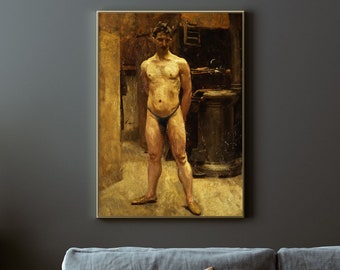 Mansporträtttryck | Vintage manlig figurativ konst | Dark Academia | Stämningsfull mandekor | Mogen väggkonst | Antik historisk oljemålning