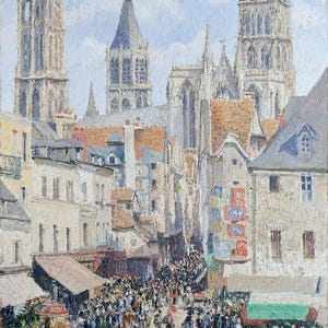 Impressionist Cityscape | Historic Street Print | Rouen Artwork | Camille Pissarro Art | Vintage Painting |