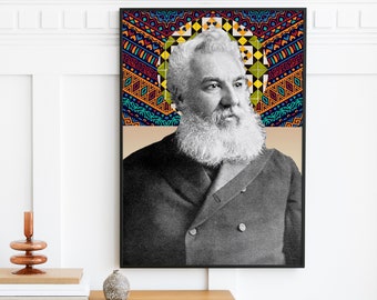 Alexander Graham Bell Original Art Print - Photo Poster Gift Wall - Inventor Telephone Scottish Icon Engineer, Exhibition Poster, Pattern