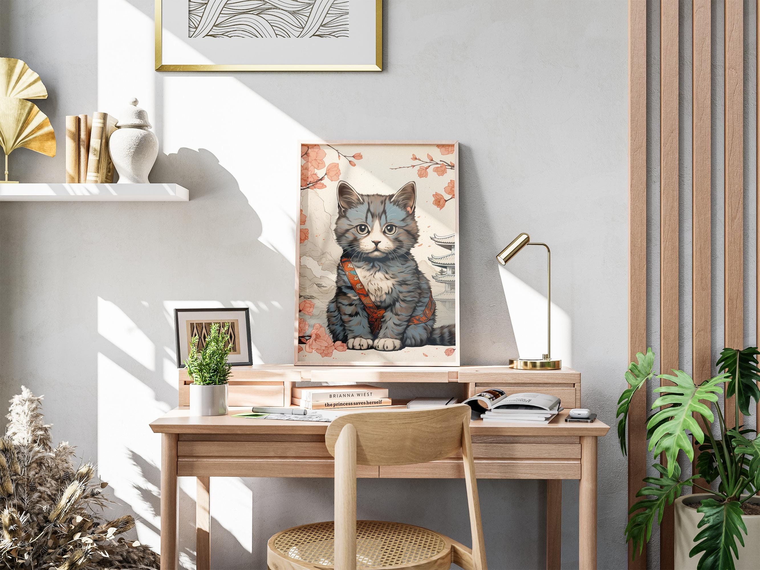 Japanese Cute Cat Poster | Animal Poster | Cute Cat Art Print | Animal ...