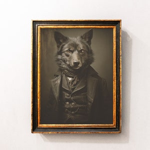 Wolf in a Studio | Vintage photography | Lycanthropy Art Poster Print | Gothic Occult Poster | Witchcraft | Dark Academia