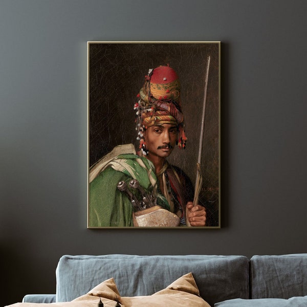 Jean-Leon Gerome - Bashi Bazouk nach vorne (1869) - Poster Malerei Fotodruck Kunst Geschenk Hauswanddekor - Osmanischer Soldat in Uniform