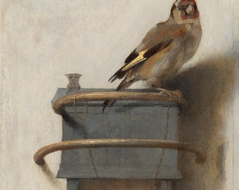 Carel Fabritius - The Goldfinch (1654) - Classic Painting Photo Poster Print Art Gift Animal Bird, Fine Art, Wall Art, Housewarming Gift