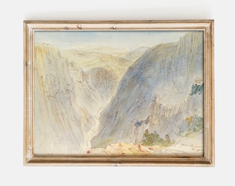 Edward Lear - Agia Paraskevi, Epirus, Greece (1857) | Vintage Mountain Landscape Wall Art Print Poster Painting Decor Museum Quality
