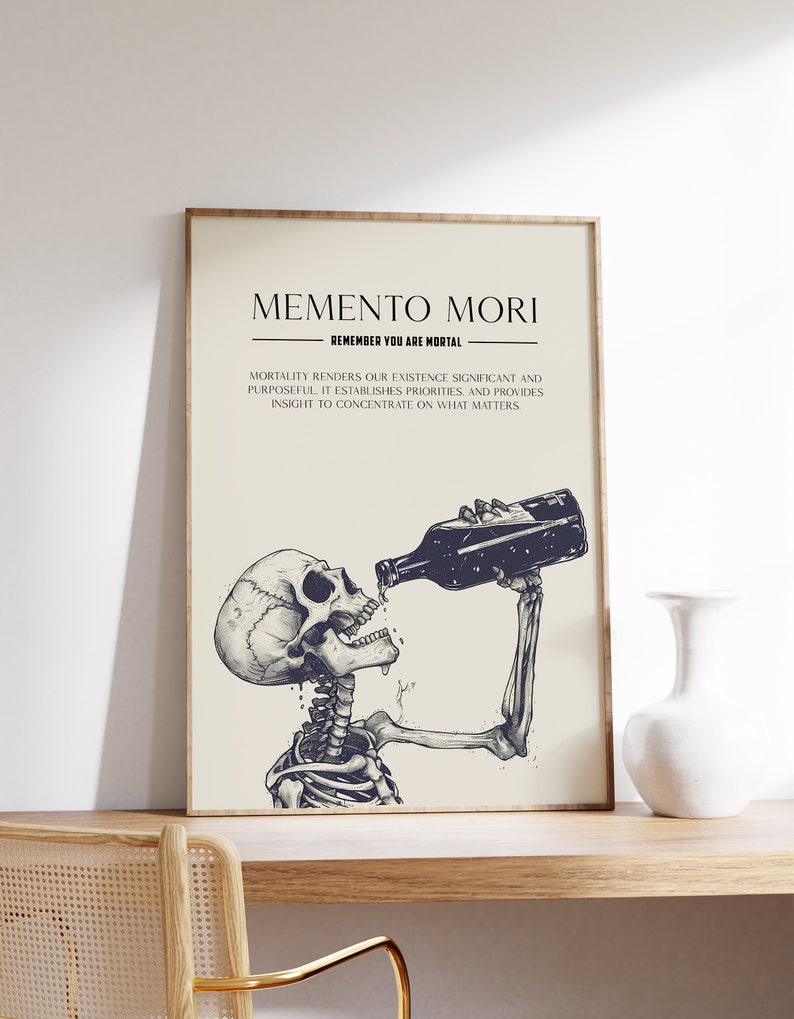 Memento Mori Print | Mortality Artwork | Skull Art Print | Memento Mori | Skull Wall Decor | Dark Art Print | Stoic Art | Dark Academia image 2