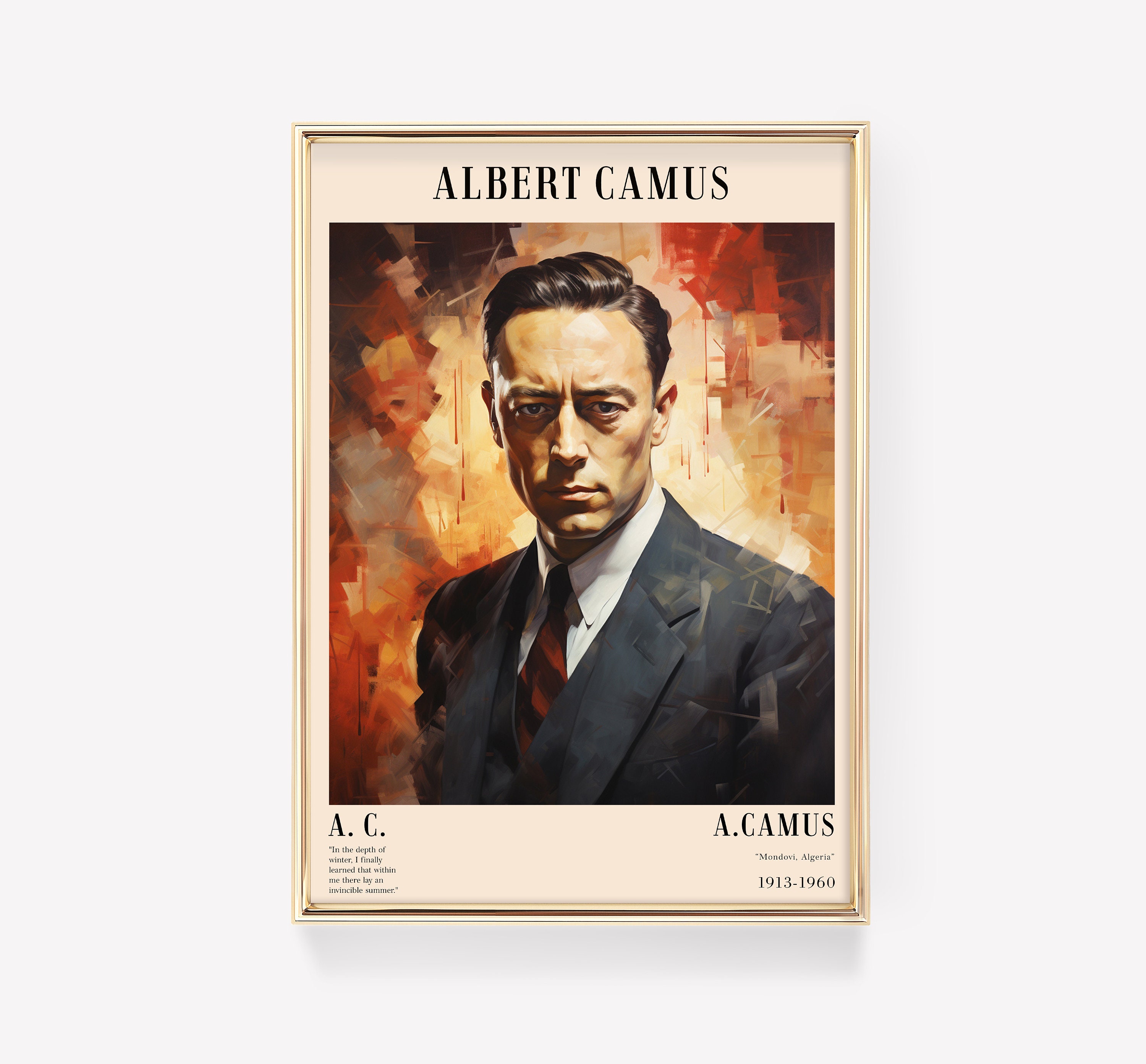 Albert Camus Poster | Vintage Wall Art | Bookworm Gift | Wall Art ...