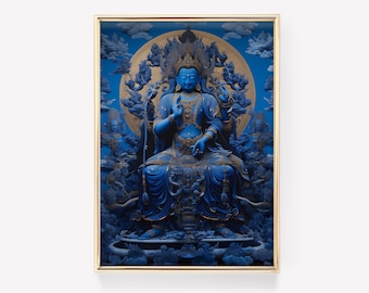 Boeddha-decor | Boeddhistische kunstafdruk | Boeddhistische kunst aan de muur | Spirituele kunst | Spiritueel decor | Meditatiekunst | Indiase kunst | Kunst uit het midden van de eeuw