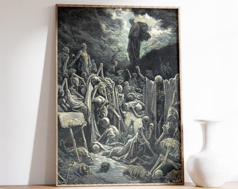 Die Vision vom Tal der Trockenen Gebeine von Gustave Dore | Vintage Gemälde | Kunstdruck | Gotische Kunst | Wanddekoration