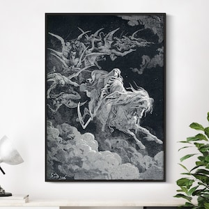 The Vision of Death - Gustave Dore Print, Wall Art, Dante, Art, Woodcut, Engraving, Renaissance, Dore, Inferno, Paradise Lost, Cute Gift