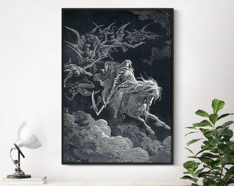 La visión de la muerte - Lámina de Gustave Doré, Arte de pared, Dante, Arte, Grabado en madera, Renacimiento, Doré, Infierno, Paraíso perdido, Lindo regalo