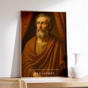 Cleanthes Porträt, Stoiker Wanddruck, Antike Philosoph Kunst, Vintage Malerei, Vintage Print