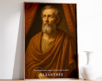 Ritratto di Cleante, stampa murale stoica, arte del filosofo antico, dipinto vintage, stampa vintage