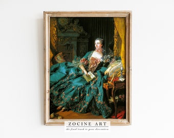 Francois Boucher - Madame de Pompadour (1756) - Print Painting Poster Gift Photo Wall Art Home Decor Vintage Antique - Dark Academia Print