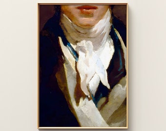 Baroque Painting | Eclectic Wall Art | Alter Painting | Dark Academia | Portrait Painting | Altered Art Portrait | Modern Living Room Decor