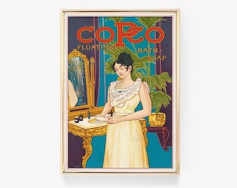 Pubblicità vintage di sapone / Stampa retrò di sapone / Decorazione per il bagno / Stampa vintage / Poster classico di sapone