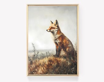 Vintage Fox Print | Fox Poster | Wall Art | Vintage Prints | Minimal Home Decor | Living Room Decor