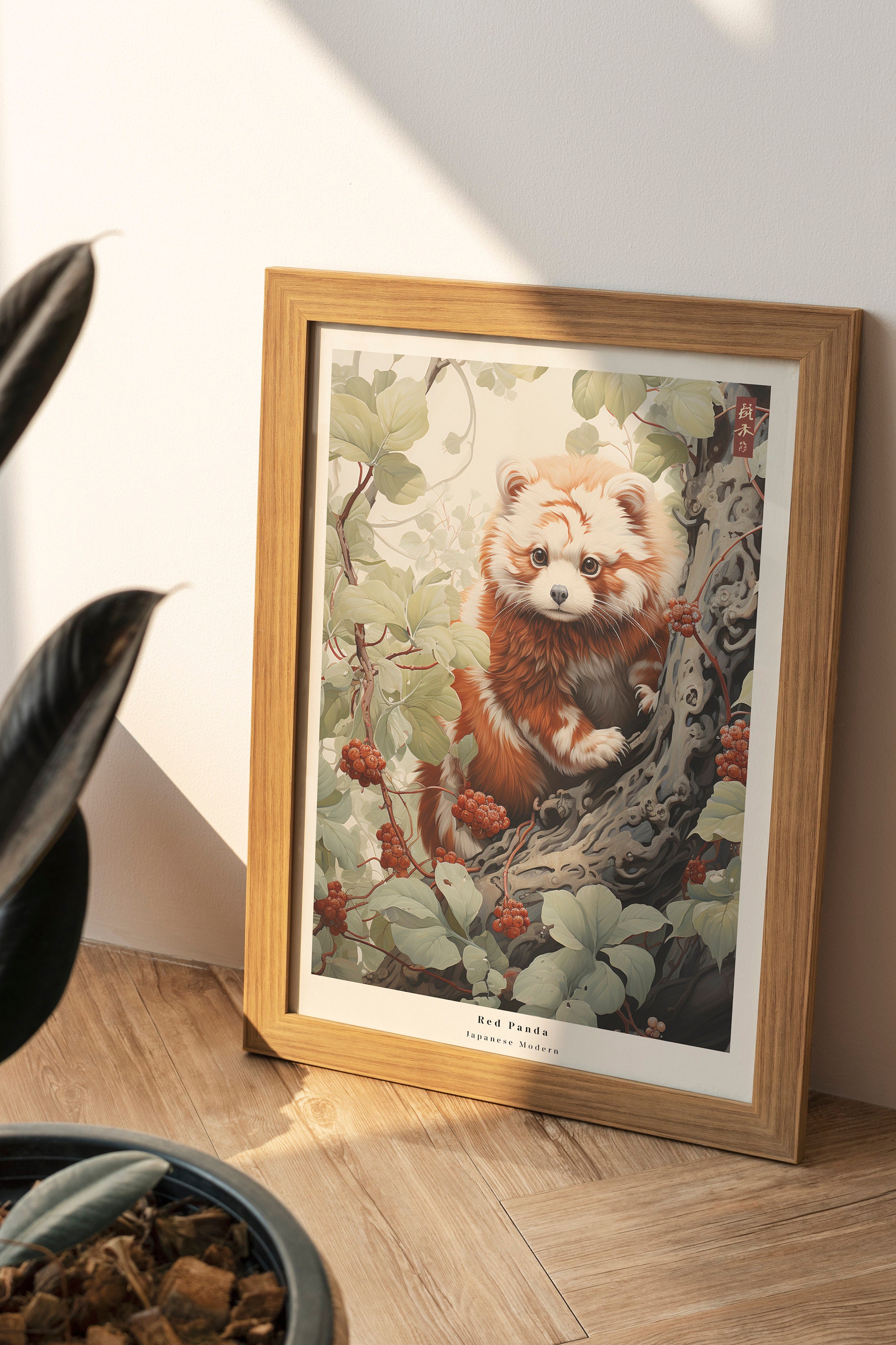 Japanese Art Print | Red Panda Print | Animal Wall Art | Traditional ...