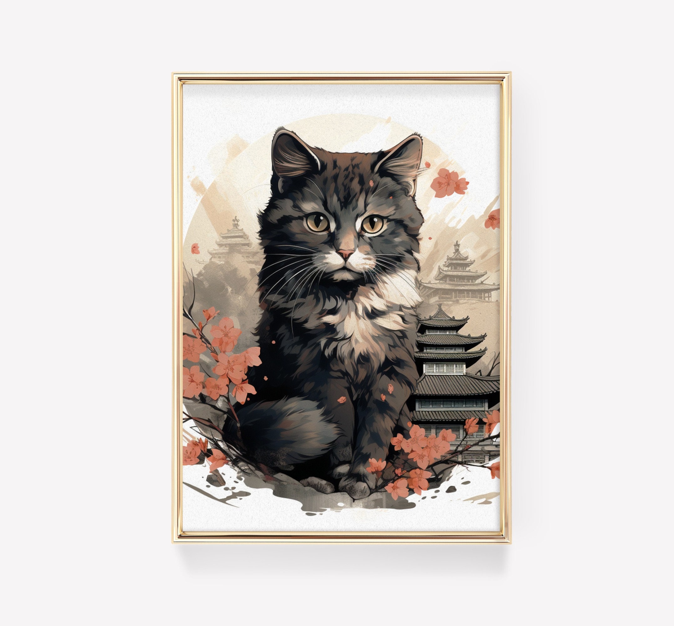 Japanese Cute Cat Poster | Animal Poster | Cute Cat Art Print | Animal ...