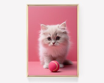 Lámina minimalista de gato / Arte de gato adorable / Lámina de arte de gato / Regalo para amantes de los gatos / Ilustración de gato / Arte mural de gato divertido / Arte minimalista