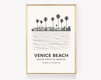 Venice Beach Poster, California Wall Art, Venice Beach Print, Canvas Travel Decor, USA Vintage Poster, Los Angeles Gift