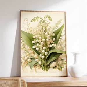 Lily of the Valley | Cottagecore Wall Art | Moody Floral Print | Goblincore Decor | Dark Academia Oil Painting Aesthetic | Fairycore Print
