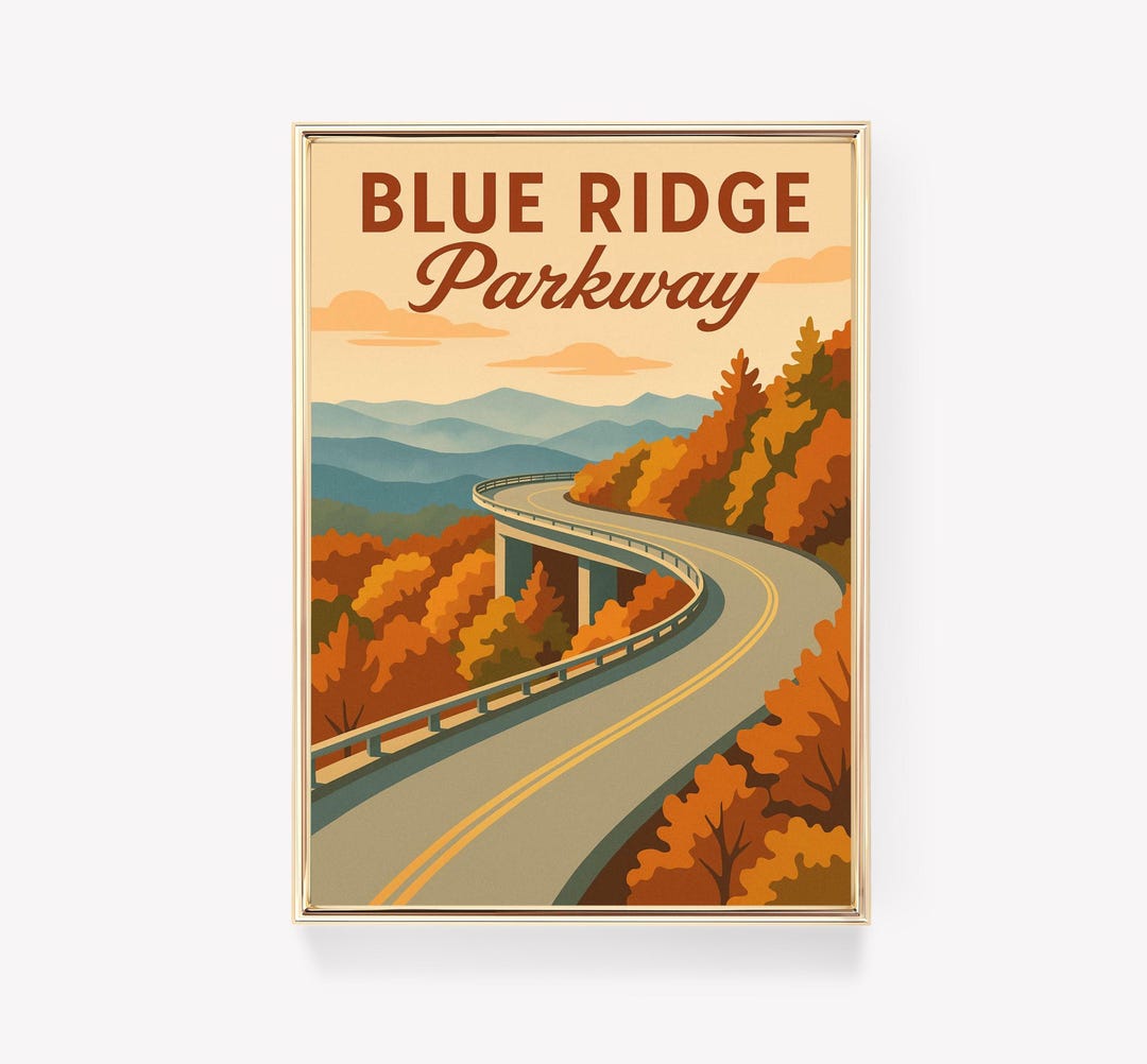 Blue Ridge Parkway Vintage Travel Poster, Appalachian Mountains Canvas ...