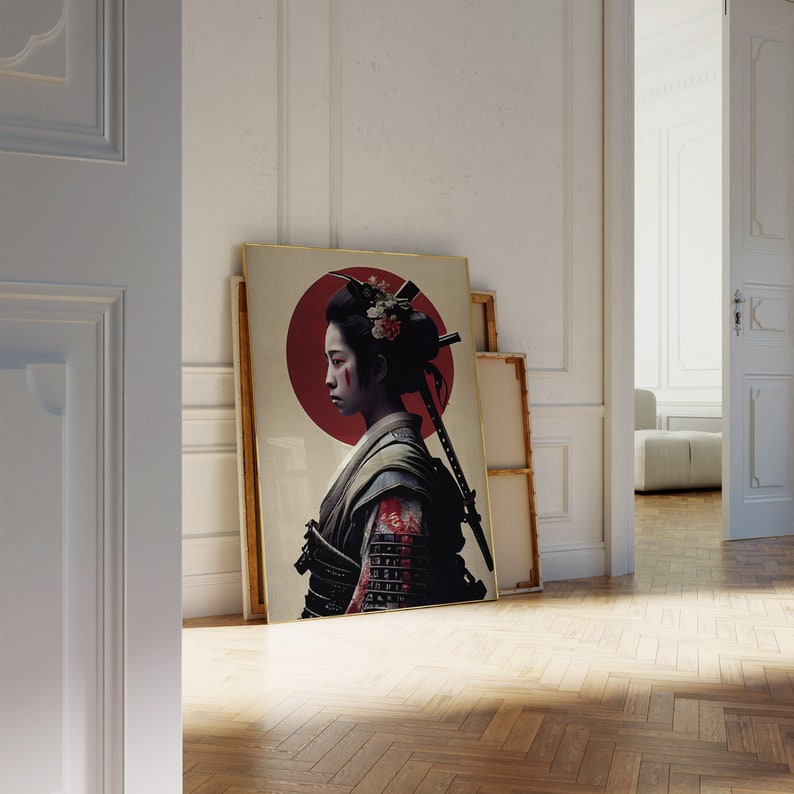 Geisha Samurai Poster | Vintage Female Warrior Print | Japanese Wall ...