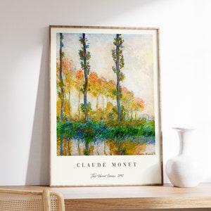 Impresión de arte de Claude Monet / Los tres árboles / Arte de la pared de Monet / Cartel de Monet / Impresión de otoño / Cartel de exposición / Cartel vintage
