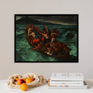 Eugene Delacroix - Christ Asleep During the Tempest (1853) - Poster Print Fine Art Gift Home Wall Decor Drawing Classic Painting Photo