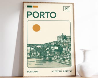 Porto Travel Poster, Portugal Wall Art, Douro River Print, Porto Cityscape, Ponte Dom Luís I Artwork