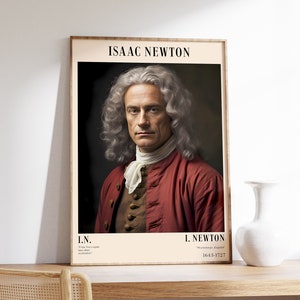 Isaac Newton | Scientist Portrait | Math Genius Art | Inspirational Quote | Educational Decor