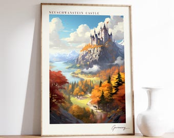 Neuschwanstein Castle Travel Poster | Germany Travel Decor | Germany Poster | Neuschwanstein Castle Print | Travel Print