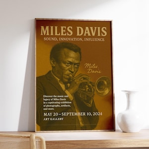 Miles Davis Poster, Jazz Legend Wall Art, Music Exhibition Print, Vintage Trumpet Artwork, Miles Davis Tribute