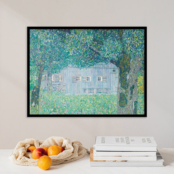 Gustav Klimt - Bauernhaus in Buchberg (1911) - Bedroom Home Painting Photo Print Art Gift Trees Green Landscape - 12x17, 12x18, 18x24, 24x36